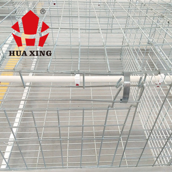 A Type 3 Tiers Growing Broilers In Cages , Silver Color Broiler Farm Equipment