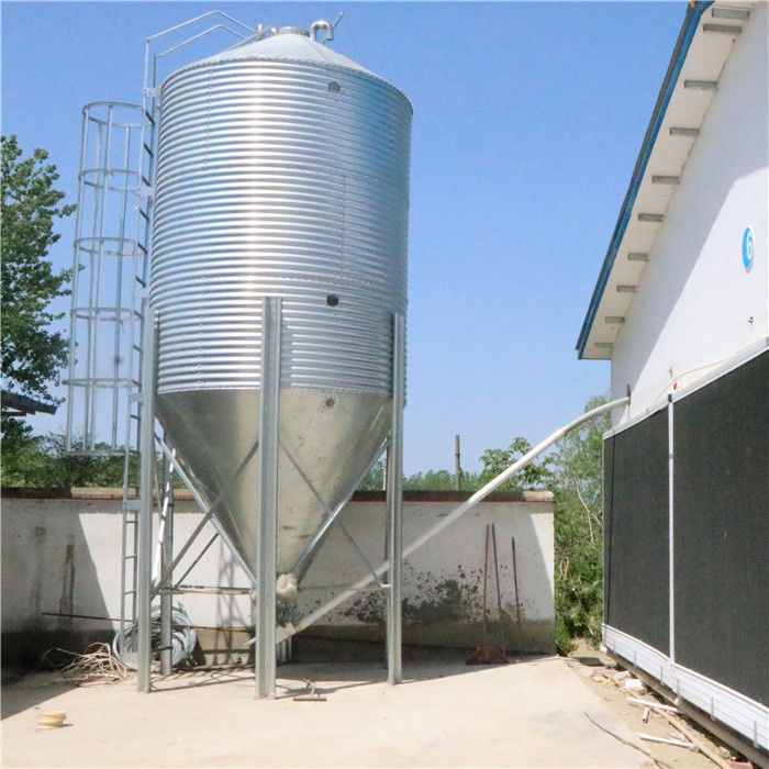 Commercial Broiler Farm Equipment With Hopper , Labor Saving Feed Storage Silo